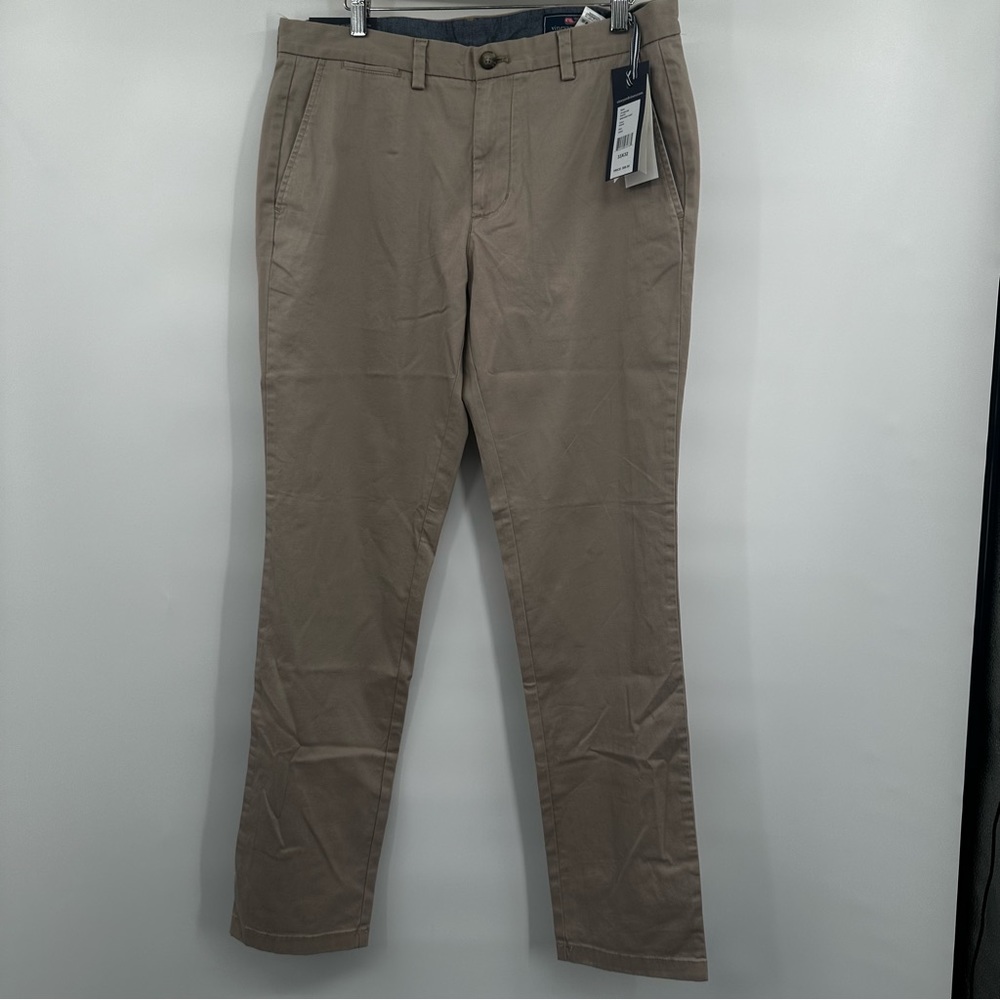 Vineyard Vines Breaker Pants 33x32 Khaki Cotton‎ Flat Front No Flaws NWT NEW